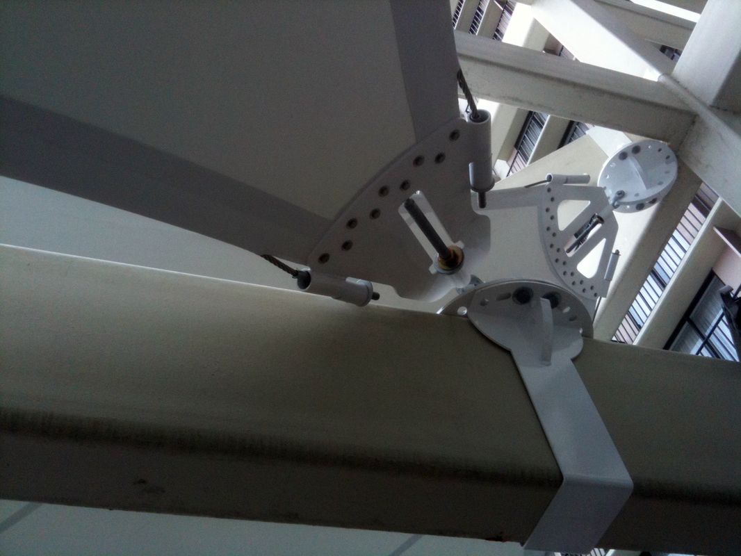 Close-up of a metal bracket supporting a structural beam.